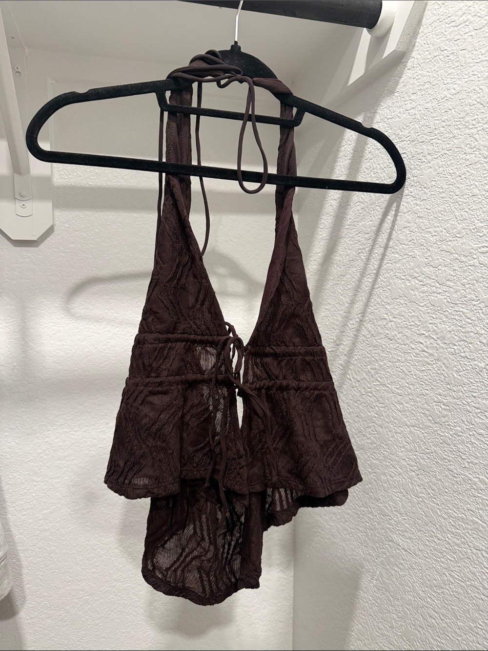 Zara Dark Brown Halter Tie-Front Camisole
